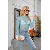 imagesiliteelon Lace Tops for Women Mesh Long Sleeve Top Floral See Through Lace Shirt Mock Neck Party Club Lace BlouseLake Blue