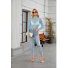 imagesiliteelon Lace Tops for Women Mesh Long Sleeve Top Floral See Through Lace Shirt Mock Neck Party Club Lace BlouseLake Blue