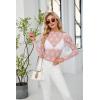 imagesiliteelon Lace Tops for Women Mesh Long Sleeve Top Floral See Through Lace Shirt Mock Neck Party Club Lace BlouseLight Pink