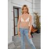imagesiliteelon Lace Tops for Women Mesh Long Sleeve Top Floral See Through Lace Shirt Mock Neck Party Club Lace BlouseNude