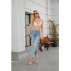 imagesiliteelon Lace Tops for Women Mesh Long Sleeve Top Floral See Through Lace Shirt Mock Neck Party Club Lace BlouseNude