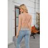 imagesiliteelon Lace Tops for Women Mesh Long Sleeve Top Floral See Through Lace Shirt Mock Neck Party Club Lace BlouseNude