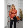 imagesiliteelon Lace Tops for Women Mesh Long Sleeve Top Floral See Through Lace Shirt Mock Neck Party Club Lace BlouseOrange