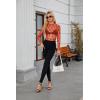 imagesiliteelon Lace Tops for Women Mesh Long Sleeve Top Floral See Through Lace Shirt Mock Neck Party Club Lace BlouseOrange