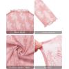 imagesiliteelon Lace Tops for Women Mesh Long Sleeve Top Floral See Through Lace Shirt Mock Neck Party Club Lace BlousePink
