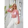 imagesiliteelon Lace Tops for Women Mesh Long Sleeve Top Floral See Through Lace Shirt Mock Neck Party Club Lace BlousePurple Pink