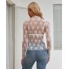 imagesiliteelon Lace Tops for Women Mesh Long Sleeve Top Floral See Through Lace Shirt Mock Neck Party Club Lace BlouseWhite