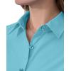 imagesiliteelon Short Sleeve Button Dress Shirts for Women Cotton Button Down Shirts for Women Slim Fit Blouse Top 34 SleeveBluegreen
