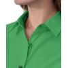 imagesiliteelon Short Sleeve Button Dress Shirts for Women Cotton Button Down Shirts for Women Slim Fit Blouse Top 34 SleeveBright Green