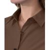 imagesiliteelon Short Sleeve Button Dress Shirts for Women Cotton Button Down Shirts for Women Slim Fit Blouse Top 34 SleeveDark Brown