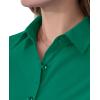 imagesiliteelon Short Sleeve Button Dress Shirts for Women Cotton Button Down Shirts for Women Slim Fit Blouse Top 34 SleeveDark Green