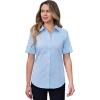 imagesiliteelon Short Sleeve Button Dress Shirts for Women Cotton Button Down Shirts for Women Slim Fit Blouse Top 34 SleeveLight Blue