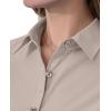imagesiliteelon Short Sleeve Button Dress Shirts for Women Cotton Button Down Shirts for Women Slim Fit Blouse Top 34 SleeveLight Khaki