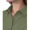 imagesiliteelon Short Sleeve Button Dress Shirts for Women Cotton Button Down Shirts for Women Slim Fit Blouse Top 34 SleeveMoss Green