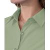 imagesiliteelon Short Sleeve Button Dress Shirts for Women Cotton Button Down Shirts for Women Slim Fit Blouse Top 34 SleeveOlive Green