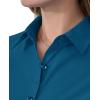 imagesiliteelon Short Sleeve Button Dress Shirts for Women Cotton Button Down Shirts for Women Slim Fit Blouse Top 34 SleevePeacock Blue