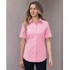imagesiliteelon Short Sleeve Button Dress Shirts for Women Cotton Button Down Shirts for Women Slim Fit Blouse Top 34 SleevePink