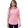 imagesiliteelon Short Sleeve Button Dress Shirts for Women Cotton Button Down Shirts for Women Slim Fit Blouse Top 34 SleevePink