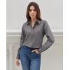 imagesiliteelon Womens Button Down Shirts Dress Shirts Long Sleeve Cotton Work Office Shirt Wrinkle Free Regular Fit Blouse TopDark Gray