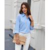 imagesiliteelon Womens Button Down Shirts Dress Shirts Long Sleeve Cotton Work Office Shirt Wrinkle Free Regular Fit Blouse TopLight Blue