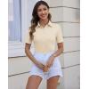 imagesiliteelon Womens Button Down Shirts Slim fit Short Sleeve Stretch Dress Shirts WrinkleFree Solid Work BlouseBeige