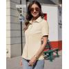 imagesiliteelon Womens Button Down Shirts Slim fit Short Sleeve Stretch Dress Shirts WrinkleFree Solid Work BlouseBeige