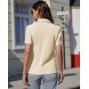 imagesiliteelon Womens Button Down Shirts Slim fit Short Sleeve Stretch Dress Shirts WrinkleFree Solid Work BlouseBeige