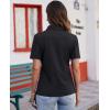 imagesiliteelon Womens Button Down Shirts Slim fit Short Sleeve Stretch Dress Shirts WrinkleFree Solid Work BlouseBlack