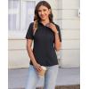 imagesiliteelon Womens Button Down Shirts Slim fit Short Sleeve Stretch Dress Shirts WrinkleFree Solid Work BlouseBlack