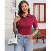 imagesiliteelon Womens Button Down Shirts Slim fit Short Sleeve Stretch Dress Shirts WrinkleFree Solid Work BlouseBurgundy