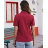 imagesiliteelon Womens Button Down Shirts Slim fit Short Sleeve Stretch Dress Shirts WrinkleFree Solid Work BlouseBurgundy