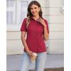 imagesiliteelon Womens Button Down Shirts Slim fit Short Sleeve Stretch Dress Shirts WrinkleFree Solid Work BlouseBurgundy