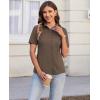 imagesiliteelon Womens Button Down Shirts Slim fit Short Sleeve Stretch Dress Shirts WrinkleFree Solid Work BlouseCoffee