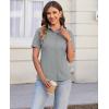 imagesiliteelon Womens Button Down Shirts Slim fit Short Sleeve Stretch Dress Shirts WrinkleFree Solid Work BlouseGray