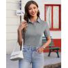 imagesiliteelon Womens Button Down Shirts Slim fit Short Sleeve Stretch Dress Shirts WrinkleFree Solid Work BlouseGray