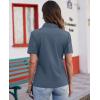 imagesiliteelon Womens Button Down Shirts Slim fit Short Sleeve Stretch Dress Shirts WrinkleFree Solid Work BlouseGrayblue