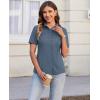 imagesiliteelon Womens Button Down Shirts Slim fit Short Sleeve Stretch Dress Shirts WrinkleFree Solid Work BlouseGrayblue