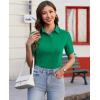 imagesiliteelon Womens Button Down Shirts Slim fit Short Sleeve Stretch Dress Shirts WrinkleFree Solid Work BlouseGreen