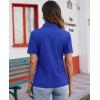 imagesiliteelon Womens Button Down Shirts Slim fit Short Sleeve Stretch Dress Shirts WrinkleFree Solid Work BlouseKlein Blue