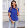 imagesiliteelon Womens Button Down Shirts Slim fit Short Sleeve Stretch Dress Shirts WrinkleFree Solid Work BlouseKlein Blue