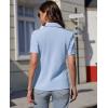imagesiliteelon Womens Button Down Shirts Slim fit Short Sleeve Stretch Dress Shirts WrinkleFree Solid Work BlouseLight Blue