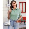 imagesiliteelon Womens Button Down Shirts Slim fit Short Sleeve Stretch Dress Shirts WrinkleFree Solid Work BlouseLight Green