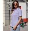 imagesiliteelon Womens Button Down Shirts Slim fit Short Sleeve Stretch Dress Shirts WrinkleFree Solid Work BlouseLight Purple