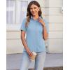 imagesiliteelon Womens Button Down Shirts Slim fit Short Sleeve Stretch Dress Shirts WrinkleFree Solid Work BlouseMist Blue