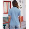imagesiliteelon Womens Button Down Shirts Slim fit Short Sleeve Stretch Dress Shirts WrinkleFree Solid Work BlouseMist Blue