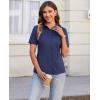 imagesiliteelon Womens Button Down Shirts Slim fit Short Sleeve Stretch Dress Shirts WrinkleFree Solid Work BlouseNavy Blue