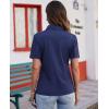 imagesiliteelon Womens Button Down Shirts Slim fit Short Sleeve Stretch Dress Shirts WrinkleFree Solid Work BlouseNavy Blue