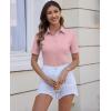 imagesiliteelon Womens Button Down Shirts Slim fit Short Sleeve Stretch Dress Shirts WrinkleFree Solid Work BlousePink