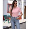 imagesiliteelon Womens Button Down Shirts Slim fit Short Sleeve Stretch Dress Shirts WrinkleFree Solid Work BlousePink