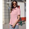imagesiliteelon Womens Button Down Shirts Slim fit Short Sleeve Stretch Dress Shirts WrinkleFree Solid Work BlousePink
